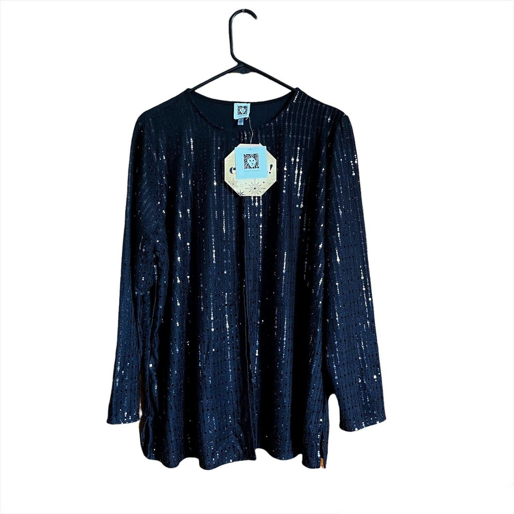 NWT - Anne Klein Sparkly Sequins Long Sleeve Knit Tops (Size: 1X) - Picture 3 of 3